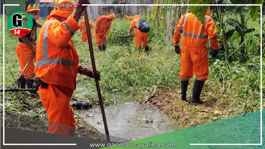 Limpieza de caño natural en I.E.I. 377-B en Yarinacocha