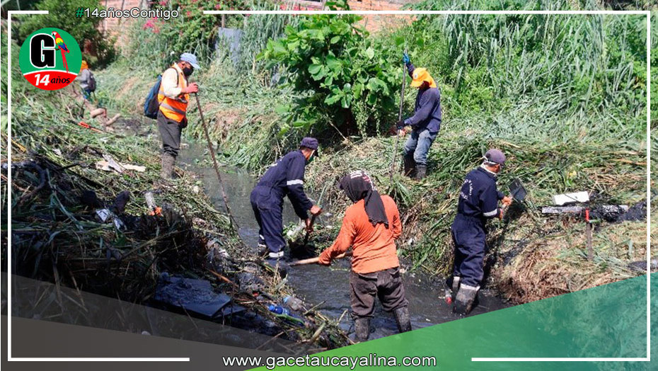 Trabajadores de Municipalidad de Yarinacocha realizan Limpieza de caño natural en la Lupuna