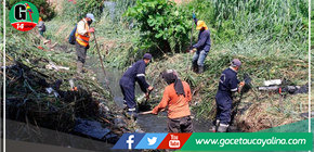 Trabajadores de Municipalidad de Yarinacocha realizan Limpieza de caño natural en la Lupuna