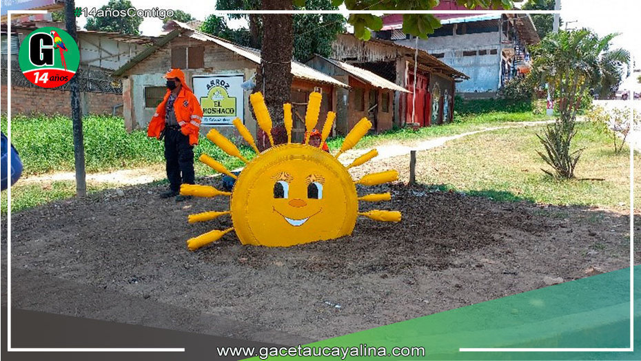 Trabajadoras de la municipalidad yarinense crean un Sol con productos reciclados