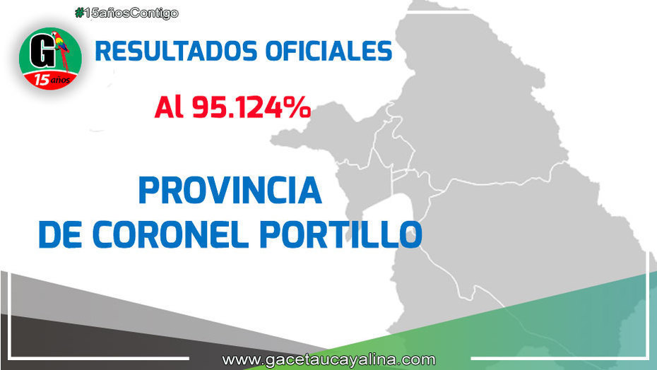 Conozca los Resultados Oficial al 95.124 % en la Provincia de Coronel Portillo