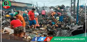 Voraz incendio deja en escombro 8 puestos en Mercado Mayorista en Pucallpa