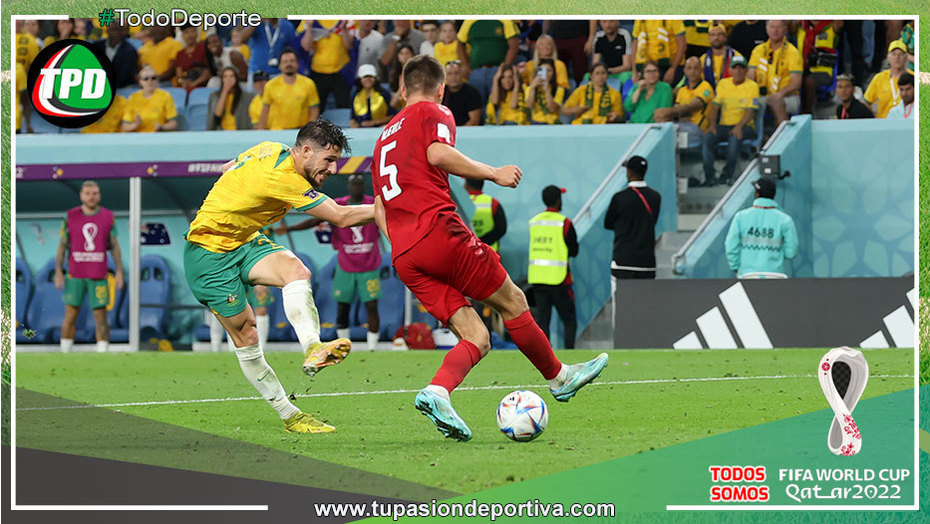 Australia se metió en octavos de final al vencer a Dinamarca por 1 a 0