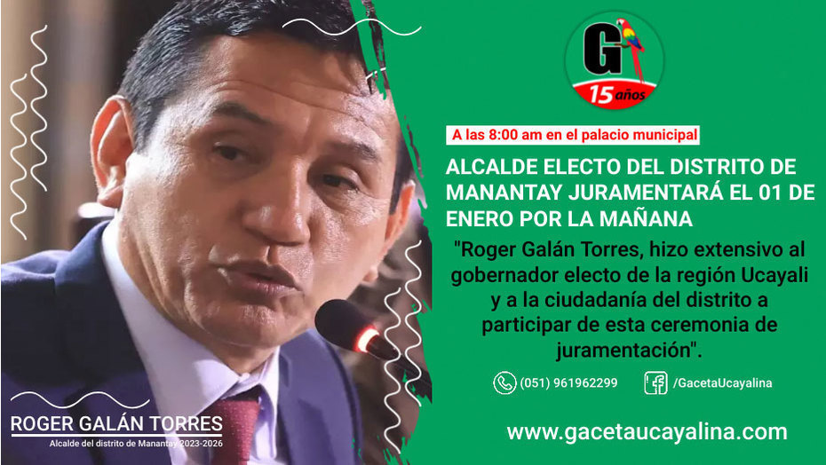 Alcalde electo del distrito de Manantay juramentará el 01 de enero por la mañana