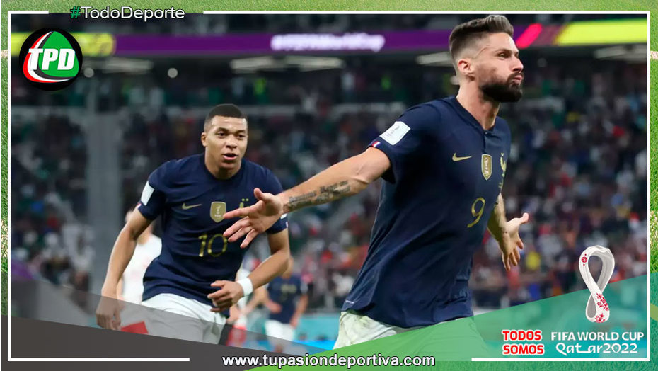 Con goles de Oliver Giroud y doblete de Embape Francia le gana a Polonia pasa a cuartos de final
