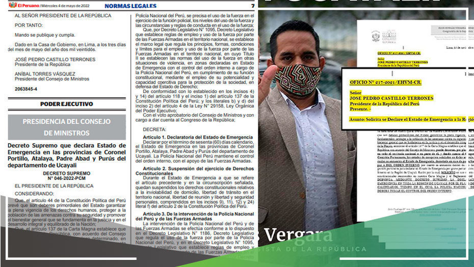 Declaran en estado de emergencia a la región Ucayali
