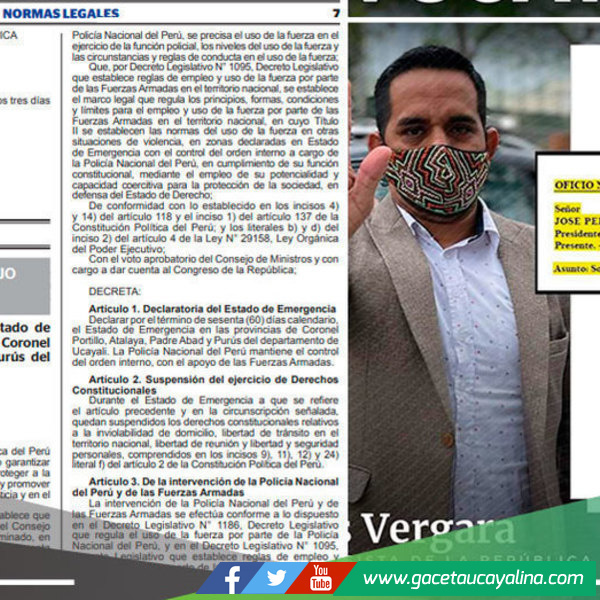 Declaran en estado de emergencia a la región Ucayali 