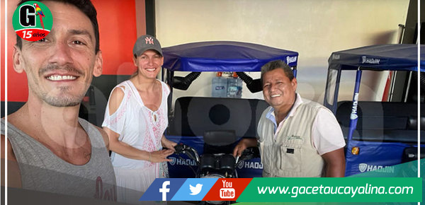 Turistas mexicanos regalaron un motocar nuevo a pucallpino