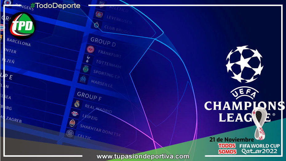 Calendario completo de fase de grupos de la temporada 2022-2023 de la Champions