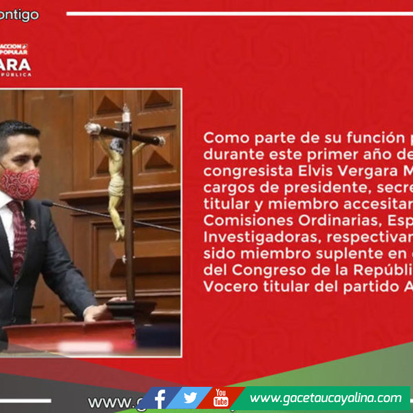 Congresista de la República Elvis Hernán Vergara Mendoza informó sobre las gestiones y proyectos de ley hechas por su autoría