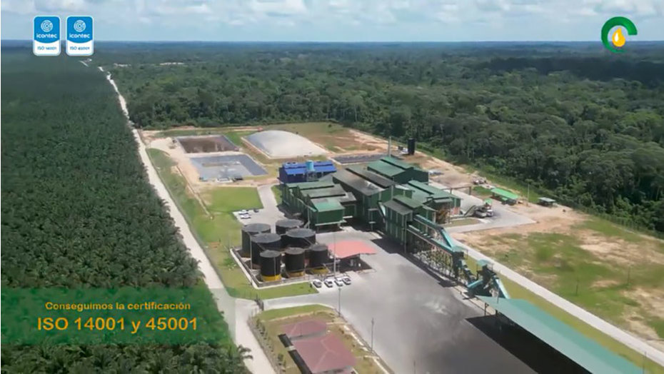 Planta extractora de aceite de Ocho Sur recibe certificaciones ISO 14001 y 450001