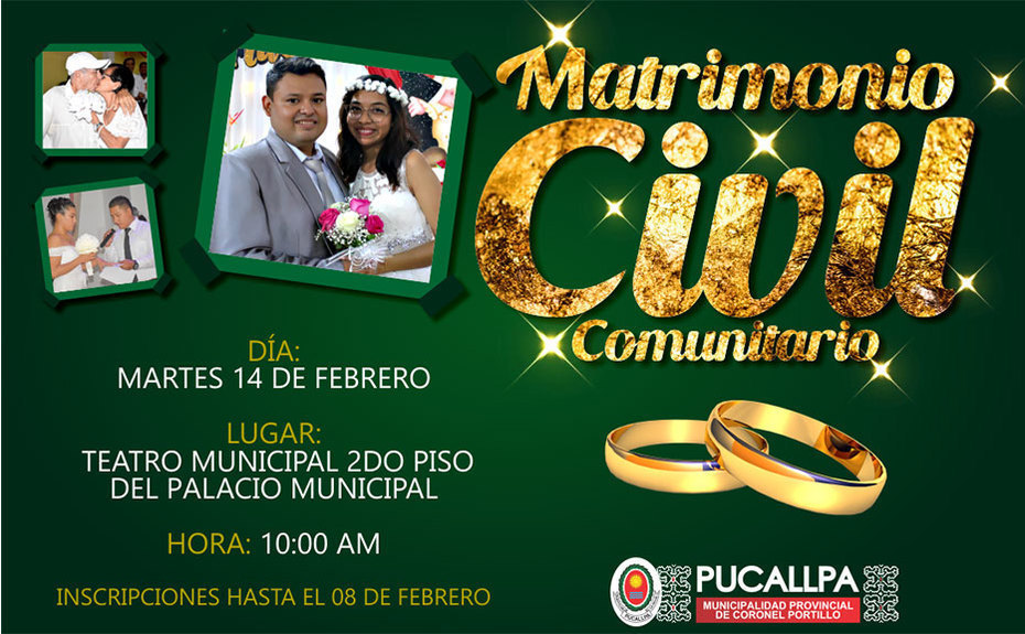 Matrimonio Civil Comunitario en Pucallpa