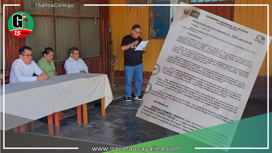 Designan a Director de Transportes y Comunicaciones de Ucayali