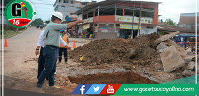 Supervisan muros de contención en las vías de acceso al Boulevard de Yarinacocha 