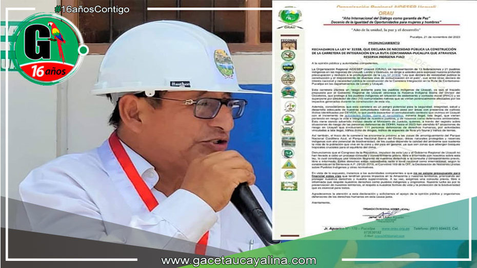 ONG insta al Gobierno a no financiar Carretera Contamana-Pucallpa por Posibles impactos en la Amazonia