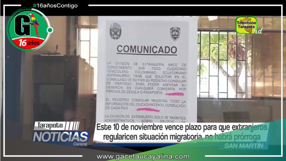 Plazo para regularizar situación migratoria vence mañana
