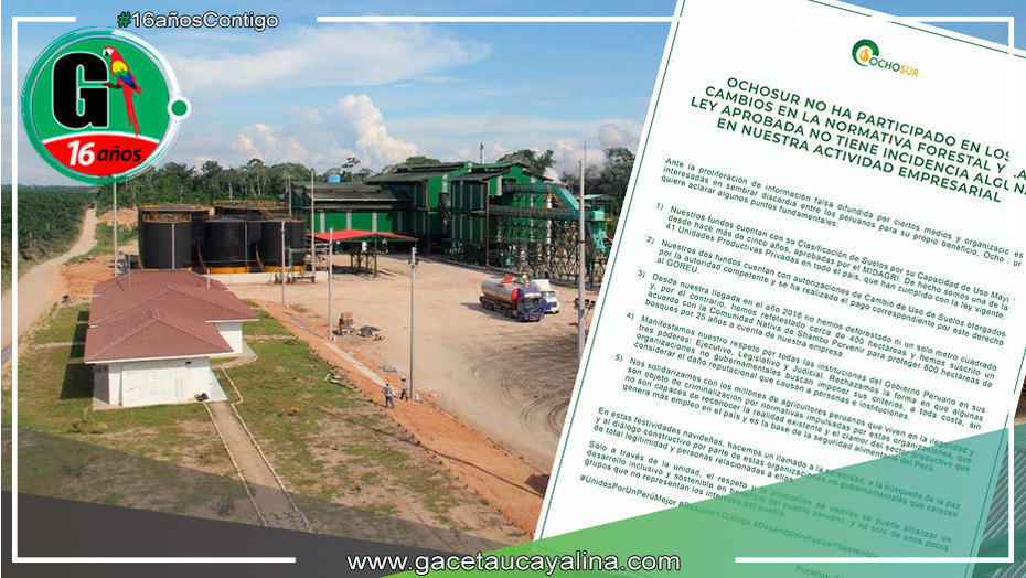 OCHOSUR aclara que la ley forestal aprobada no tiene incidencia alguna en sus operaciones