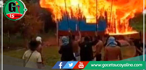 Pobladores prenden fuego cerca de la tubería del Oleoducto en C.N. Santa Rosa en el distrito de Manseriche