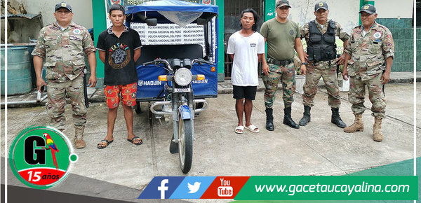 En patrullaje nocturno Serenazgo y PNP de Atalaya, logró la ubicación de 2 sujetos que robaron un motokar