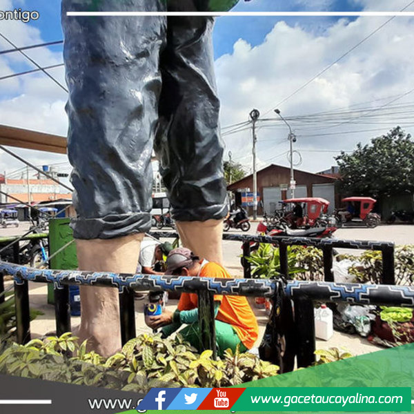 MPCP realizó mantenimiento de pintado al primer monumento “El Chacarero” 