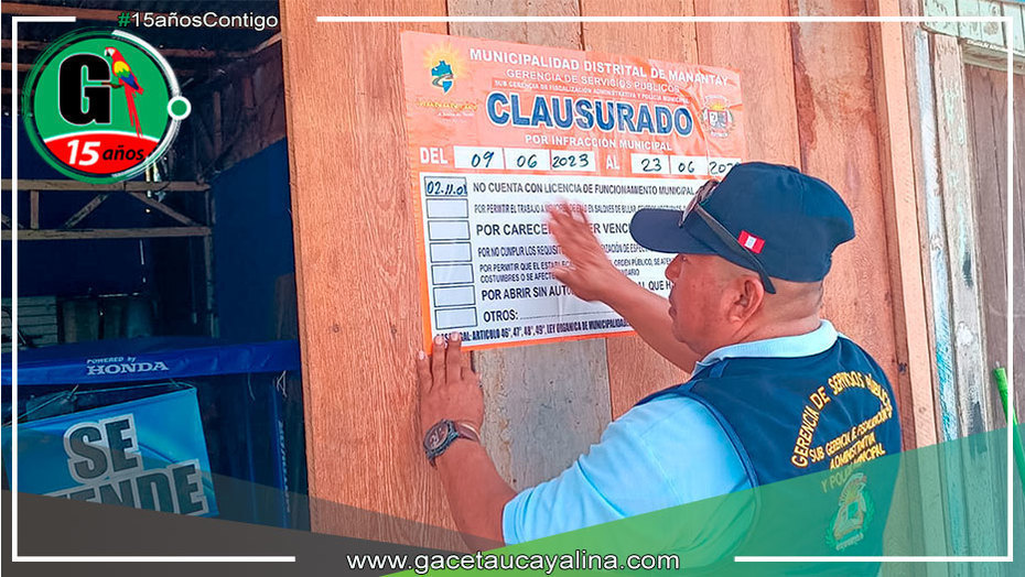 Municipalidad de Manantay clausuró negocios ubicados en la av. Túpac Amaru