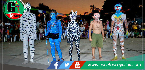 Niños participan en concurso de cuerpos pintados en Tahuanía