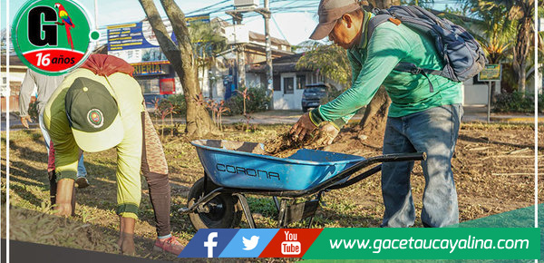 Recuperan espacios de áreas verdes en la Av. Sáenz Peña en la ciudad de Pucallpa