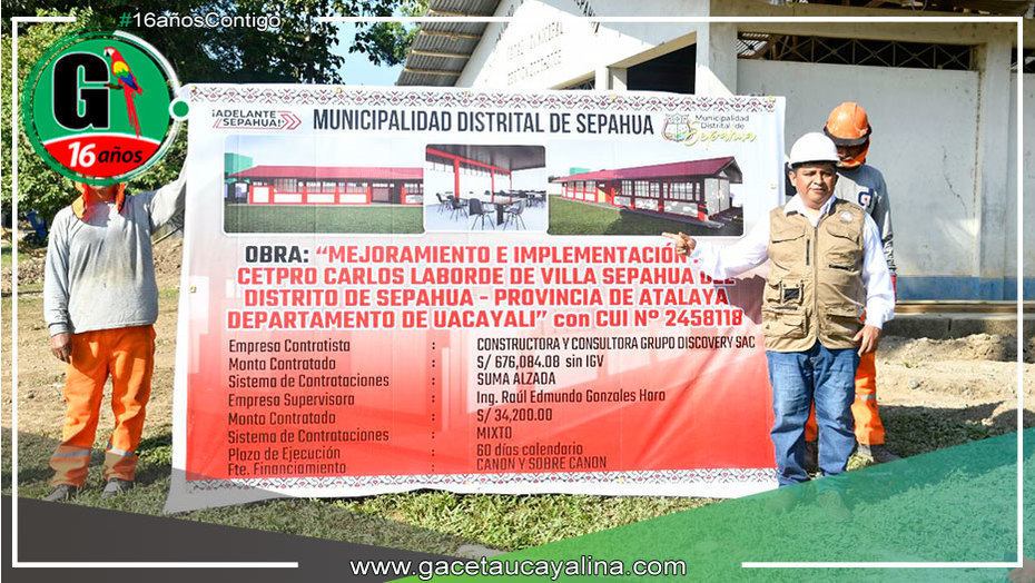 Ambientes para el CETPRO "Carlos Laborde" serán construidos en tiempo récord en Sepahua