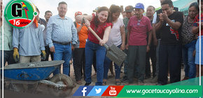 Alcaldesa provincial colocó primera piedra para mejorar el servicio de drenaje pluvial en José Olaya