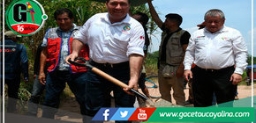 GOREU y Devida colocan primera piedra del camino vecinal Nueva Alianza-Perla de Saja Selva