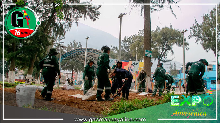 Recuperan parques y jardines de la ciudad de Huánuco