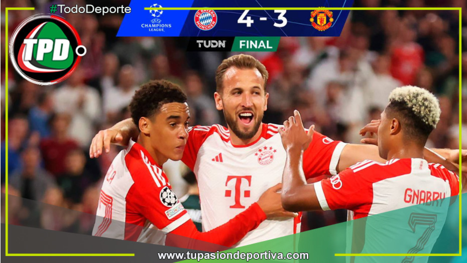 Un emocionante despliegue de anotaciones: Bayern venció a Manchester United 4-3 en la Champions League.