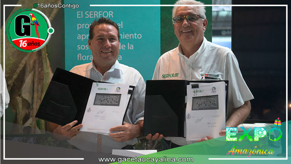 Gobernador de Ucayali y Director de Serfor Firman Protocolo para Mejorar Manejo de Recursos Forestales y Fauna Silvestre en Expo Amazónica 2023