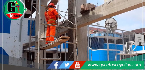 Municipalidad de Ucayali Avanza en Construcción de Cobertura de Patio de Formación de Colegio 64194 Virgen de Fátima