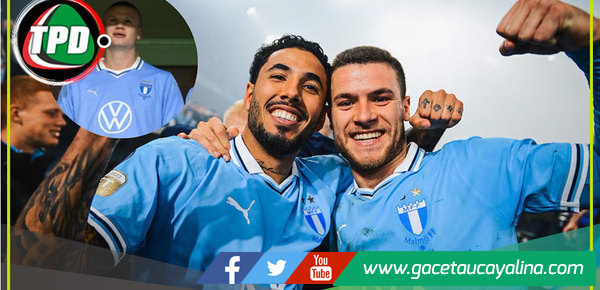 Sergio Peña se consagra Bicampeón con Malmo de Suecia siendo observado por Erling Haaland en tribuna