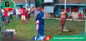 Agresor es detenido y atado a un poste luego de atacar físicamente a su pareja