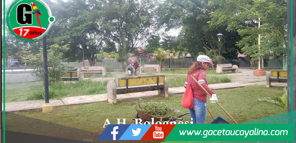 Coronel Portillo mejora parques con labores de poda y cultivo