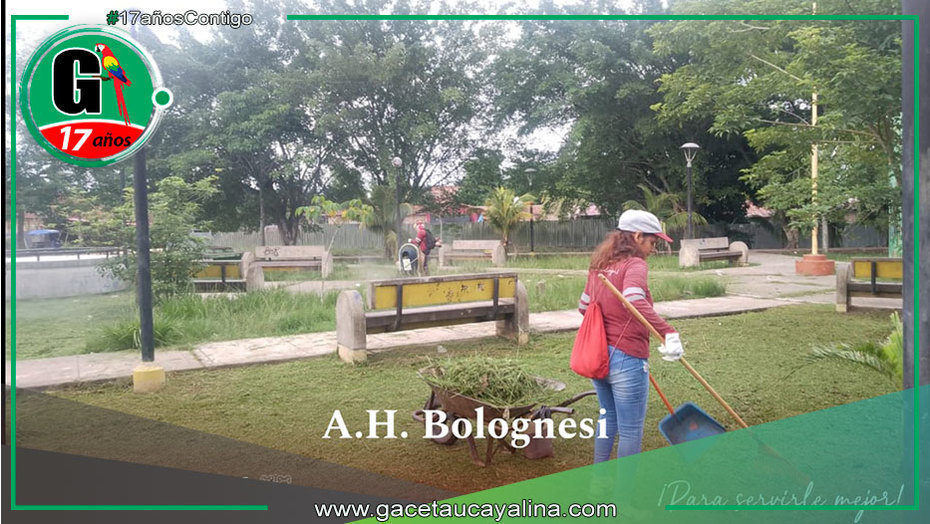 Coronel Portillo mejora parques con labores de poda y cultivo