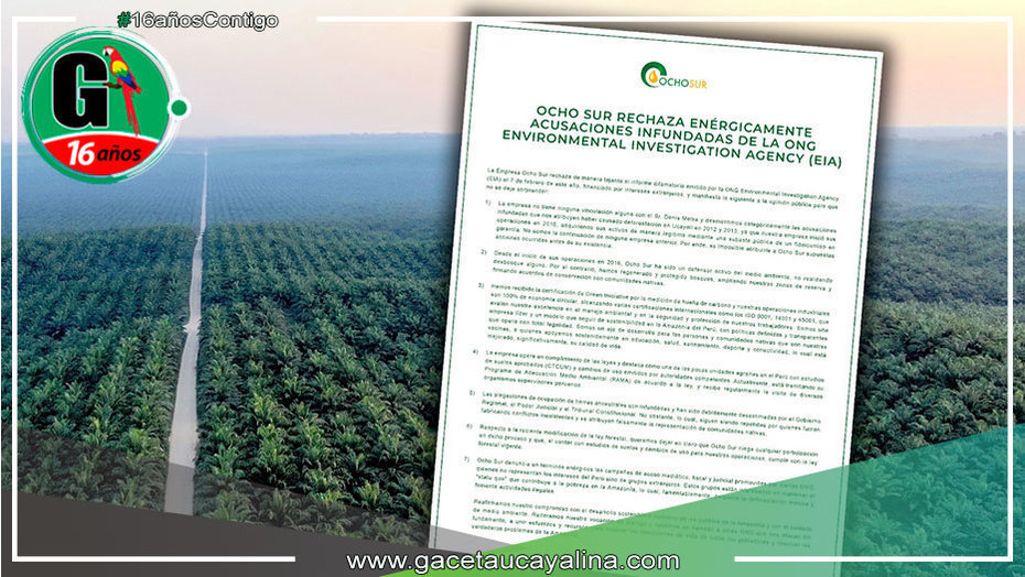Ocho Sur desmiente a ONG EIA y afirma que desde 2016 protege y conserva los bosques