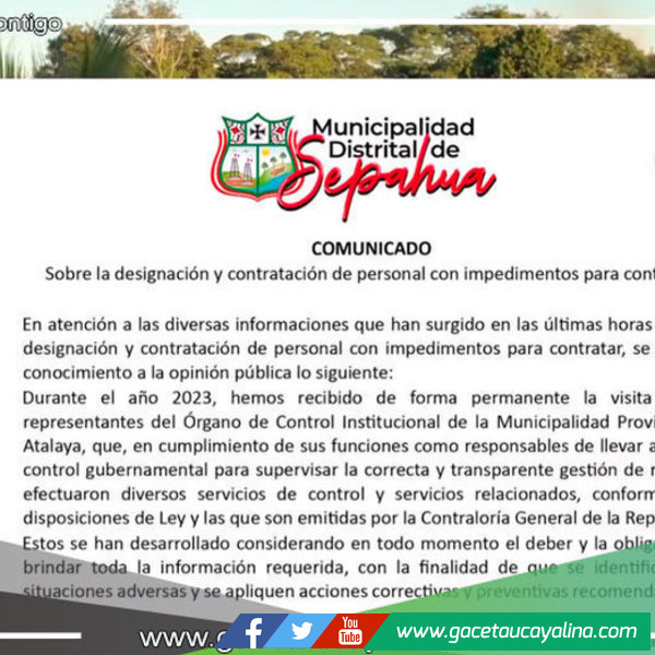 Municipalidad aclara proceso de contrataciones del 2023 ante difusión de medios escritos y Redes Sociales