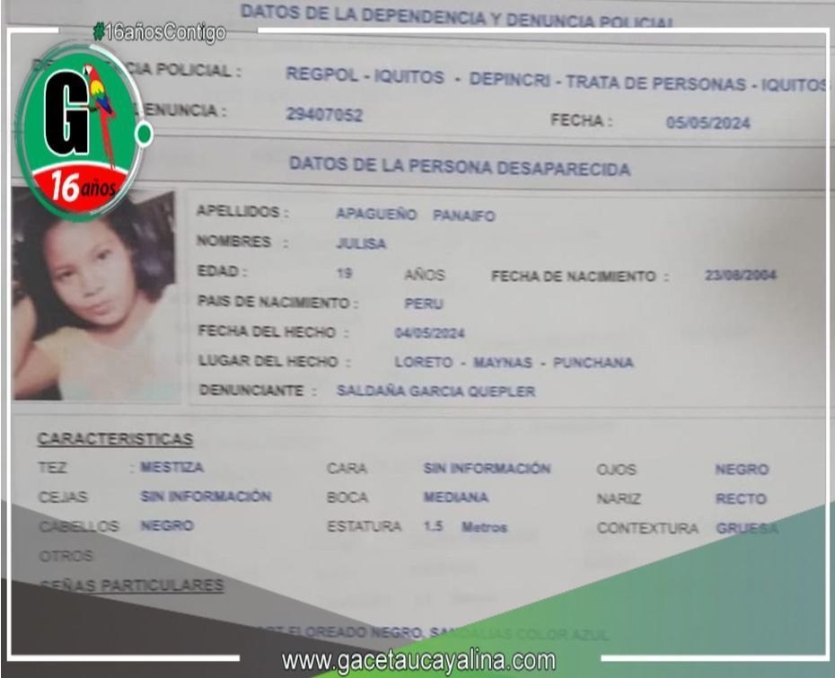 Jovencita desaparece en extrañas circunstancias en Iquitos