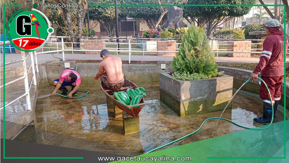 Municipalidad de Coronel Portillo revitaliza las piletas del Reloj Público de Pucallpa