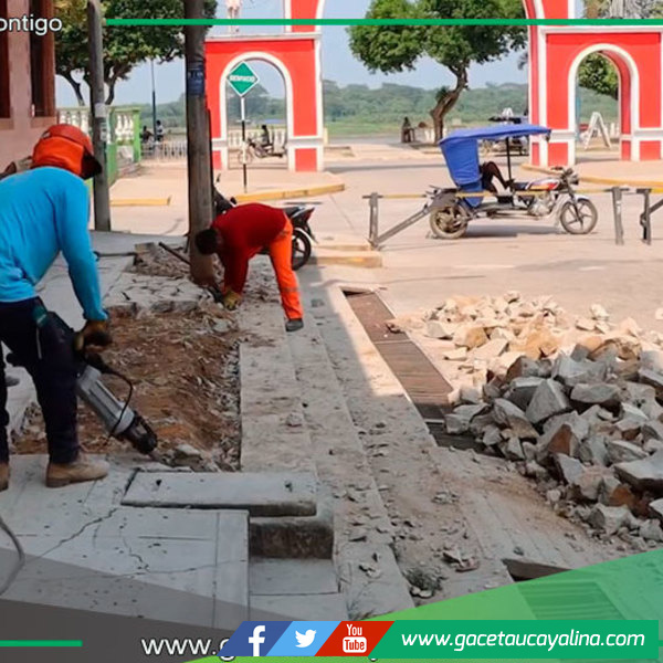 Inician trabajos de mantenimiento en la vereda de la calle Mariscal Castilla en la provincia de Ucayali