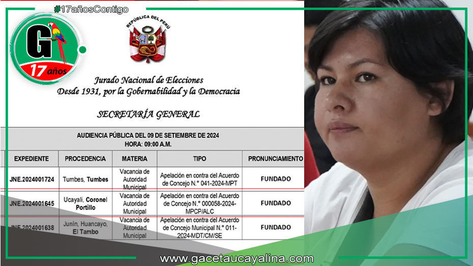 JNE declara vacancia de regidora por funciones administrativas