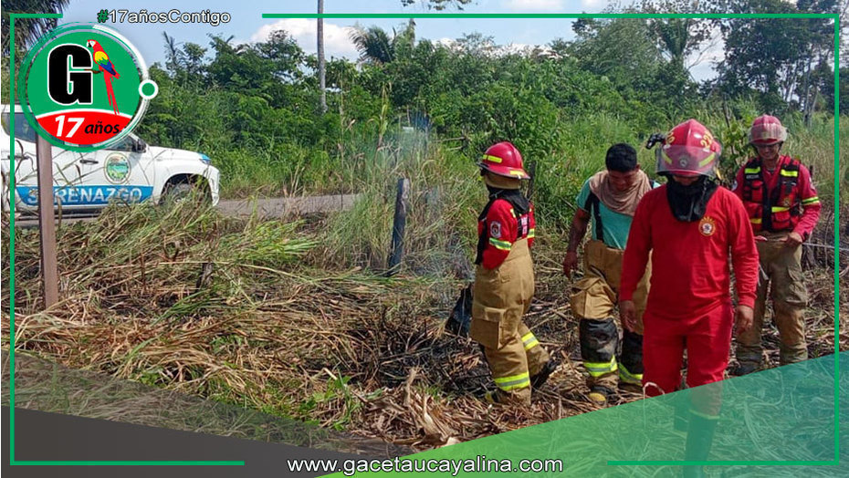 Serenazgo y Bomberos controlan incendio en carretera Aguas Calientes Contamana