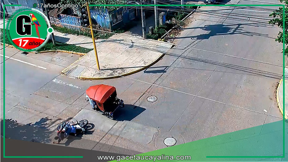Cámaras y serenos auxilian tras accidente por imprudencia en Pucallpa