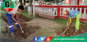 Mejoran áreas verdes de Plaza Alfredo Vargas Guerra en Contamana