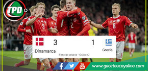 Dinamarca superó 3-1 a Grecia y tomó el liderato del Grupo C