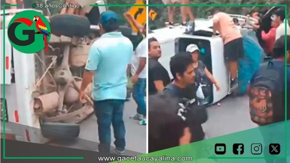 Tarapoto: Volcadura de combi con turistas a un paso del abismo