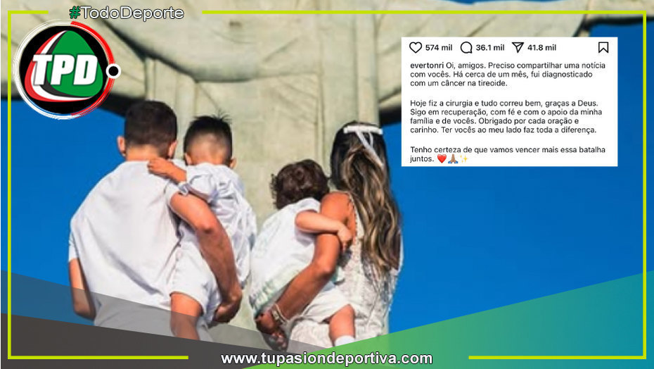 Éverton Ribeiro fue operado tras ser diagnosticado con cáncer de tiroides